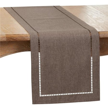 SARO LIFESTYLE SARO 9738.CK14108B 14 x 108 in. Oblong Charcoal Laser-Cut Hemstitch Table Runner 9738.CK14108B